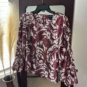Liz Claiborne Career Long Sleeve Paisley Blouse (L)
